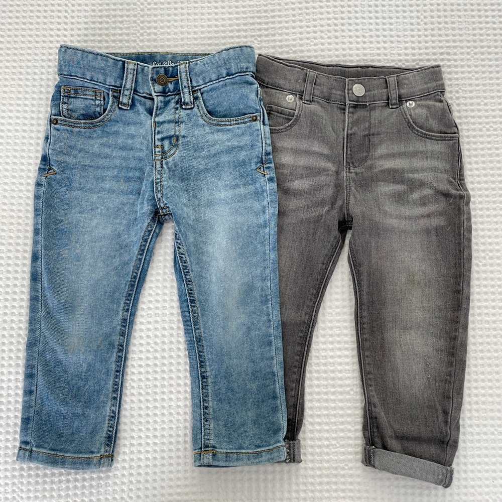 Cat & Jack blue skinny jeans | Primark gray rolled up jeans size 2
